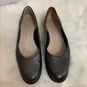 Salvatore Ferragamo Shiny Round Toe Flats